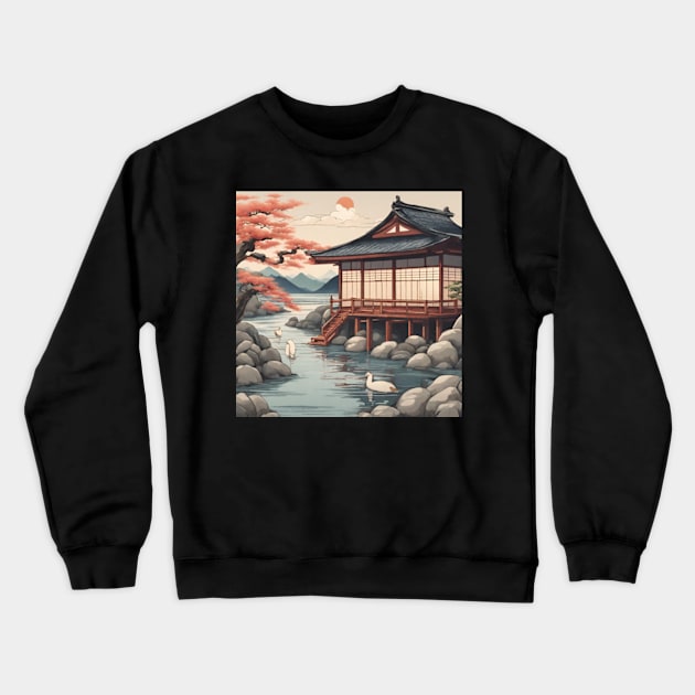 a very calm morning japan Crewneck Sweatshirt by cloudviewv2